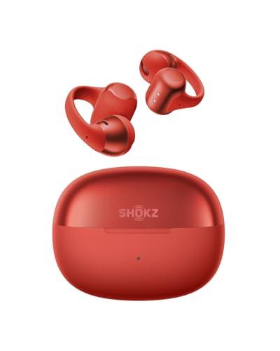 SHOKZ OpenDots ONE Open-Ear Clip-On Bluetooth Earbuds, Red, Dolby Audio