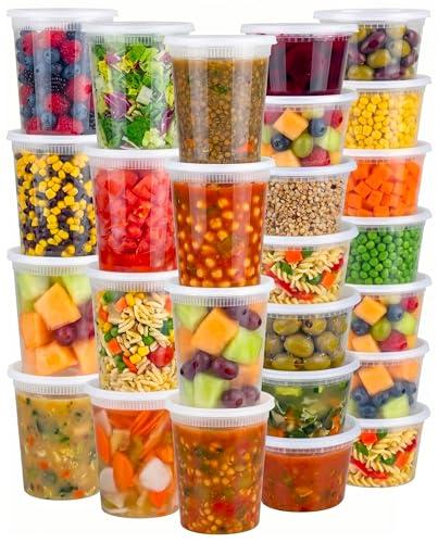 JoyServe 48 Sets Plastic Deli Containers with Lids - 16oz Pint & 32oz Quart